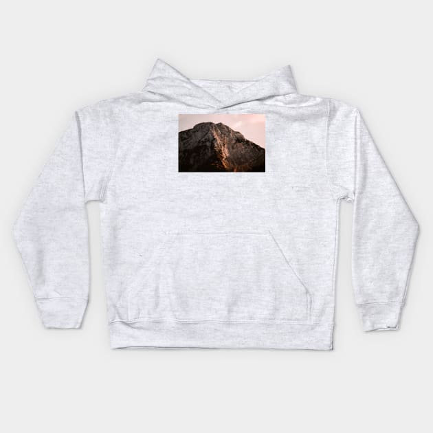 Red Sunset on Rocky Mountain Kids Hoodie by Luigi Veggetti